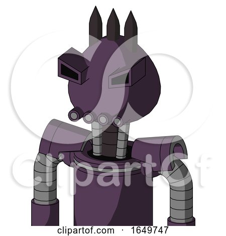 Purple Mech with Rounded Head and Pipes Mouth and Angry Eyes and Three Dark Spikes by Leo Blanchette