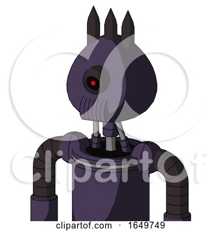 Purple Mech with Rounded Head and Speakers Mouth and Black Cyclops Eye and Three Dark Spikes by Leo Blanchette