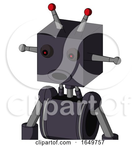 Purple Robot with Box Head and Round Mouth and Red Eyed and Double Led Antenna by Leo Blanchette