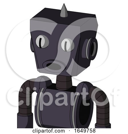 Purple Robot with Box Head and Round Mouth and Two Eyes and Spike Tip by Leo Blanchette