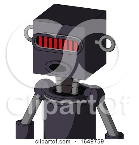 Purple Robot with Box Head and Round Mouth and Visor Eye by Leo Blanchette
