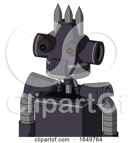 Purple Robot with Cone Head and Speakers Mouth and Red Eyed and Three Spiked by Leo Blanchette
