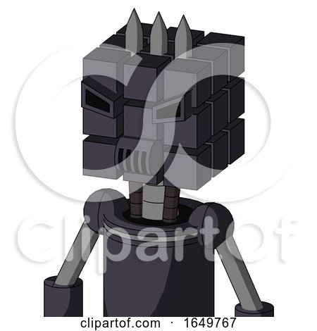Purple Robot with Cube Head and Speakers Mouth and Angry Eyes and Three Spiked by Leo Blanchette