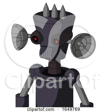 Purple Robot with Cylinder-Conic Head and Speakers Mouth and Black Glowing Red Eyes and Three Spiked by Leo Blanchette