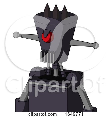 Purple Robot with Cylinder-Conic Head and Vent Mouth and Angry Cyclops and Three Dark Spikes by Leo Blanchette