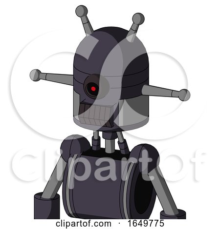 Purple Robot with Dome Head and Dark Tooth Mouth and Black Cyclops Eye and Double Antenna by Leo Blanchette