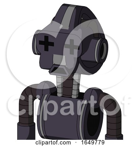 Purple Robot with Droid Head and Sad Mouth and Plus Sign Eyes by Leo Blanchette