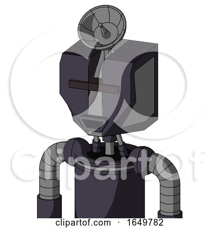 Purple Robot with Mechanical Head and Happy Mouth and Black Visor Cyclops and Radar Dish Hat by Leo Blanchette