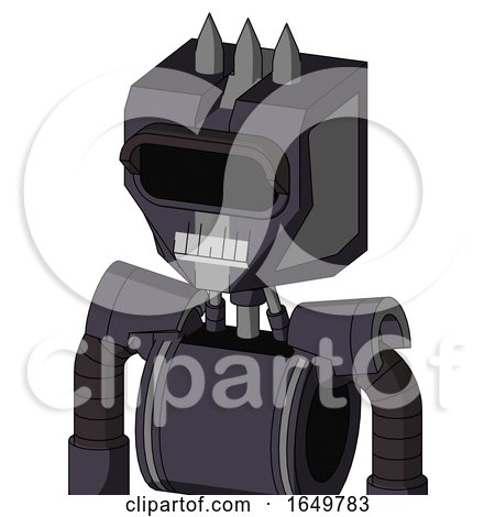 Purple Robot with Mechanical Head and Teeth Mouth and Black Visor Eye and Three Spiked by Leo Blanchette