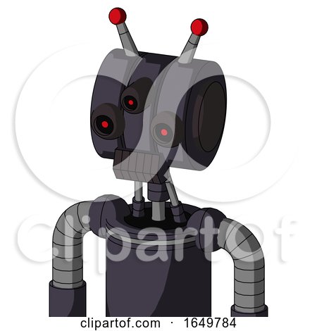 Purple Robot with Multi-Toroid Head and Dark Tooth Mouth and Three-Eyed and Double Led Antenna by Leo Blanchette