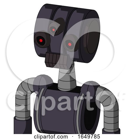 Purple Robot with Multi-Toroid Head and Dark Tooth Mouth and Three-Eyed by Leo Blanchette