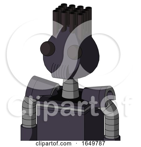 Purple Robot with Rounded Head and Speakers Mouth and Two Eyes and Pipe Hair by Leo Blanchette