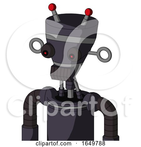 Purple Robot with Vase Head and Dark Tooth Mouth and Red Eyed and Double Led Antenna by Leo Blanchette