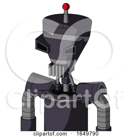 Purple Robot with Vase Head and Vent Mouth and Angry Eyes and Single Led Antenna by Leo Blanchette