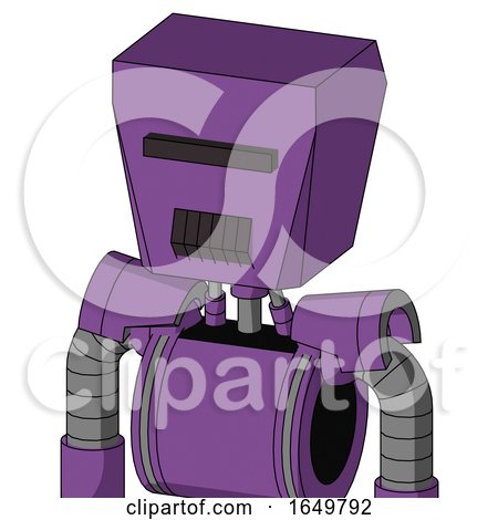 Purple Automaton with Box Head and Dark Tooth Mouth and Black Visor Cyclops by Leo Blanchette