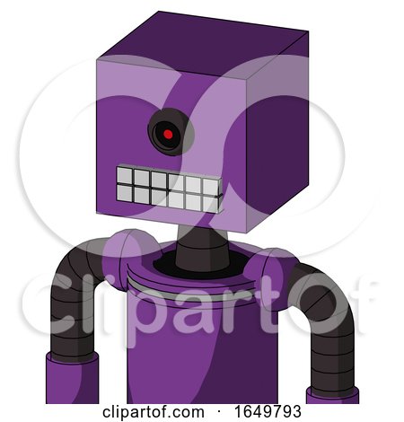 Purple Automaton with Box Head and Keyboard Mouth and Black Cyclops Eye by Leo Blanchette