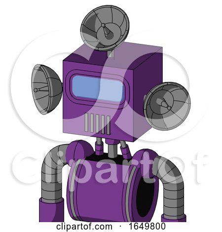 Purple Automaton with Box Head and Vent Mouth and Large Blue Visor Eye and Radar Dish Hat by Leo Blanchette