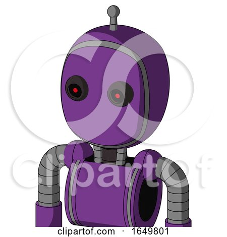 Purple Automaton with Bubble Head and Black Glowing Red Eyes and Single Antenna by Leo Blanchette
