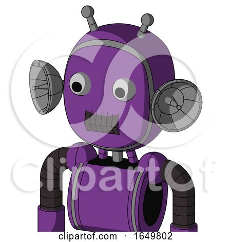 Purple Automaton with Bubble Head and Dark Tooth Mouth and Two Eyes and Double Antenna by Leo Blanchette
