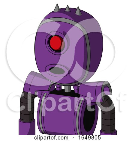 Purple Automaton with Bubble Head and Round Mouth and Cyclops Eye and Three Spiked by Leo Blanchette