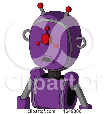 Purple Automaton with Bubble Head and Sad Mouth and Cyclops Compound Eyes and Double Led Antenna by Leo Blanchette