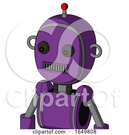 Purple Automaton with Bubble Head and Square Mouth and Red Eyed and Single Led Antenna by Leo Blanchette