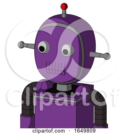 Purple Automaton with Bubble Head and Toothy Mouth and Two Eyes and Single Led Antenna by Leo Blanchette