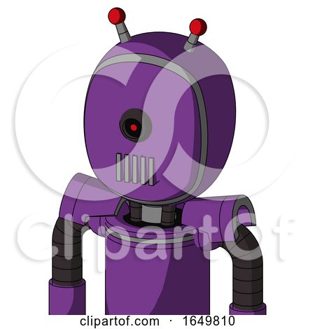 Purple Automaton with Bubble Head and Vent Mouth and Black Cyclops Eye and Double Led Antenna by Leo Blanchette
