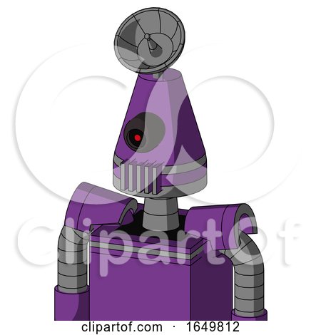 Purple Automaton with Cone Head and Vent Mouth and Black Cyclops Eye and Radar Dish Hat by Leo Blanchette