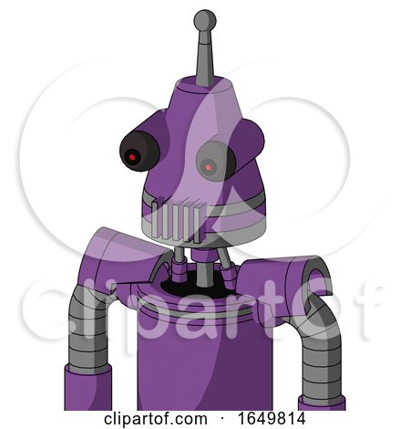 Purple Automaton with Cone Head and Vent Mouth and Red Eyed and Single Antenna by Leo Blanchette