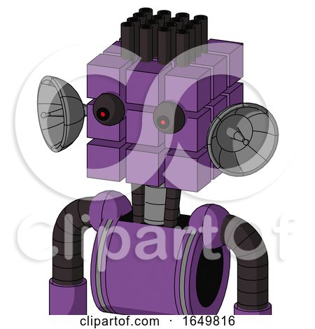 Purple Automaton with Cube Head and Red Eyed and Pipe Hair by Leo Blanchette