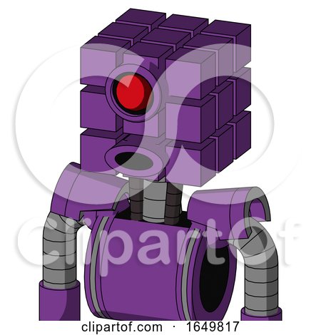 Purple Automaton with Cube Head and Round Mouth and Cyclops Eye by Leo Blanchette