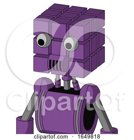 Purple Automaton with Cube Head and Speakers Mouth and Two Eyes by Leo Blanchette