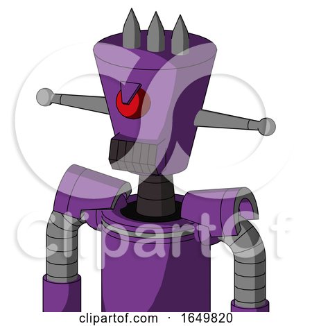 Purple Automaton with Cylinder-Conic Head and Dark Tooth Mouth and Angry Cyclops and Three Spiked by Leo Blanchette