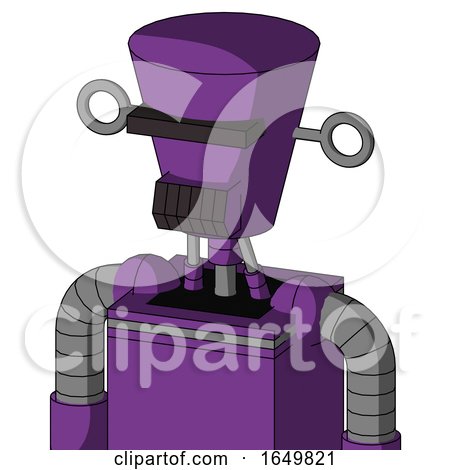 Purple Automaton with Cylinder-Conic Head and Dark Tooth Mouth and Black Visor Cyclops by Leo Blanchette