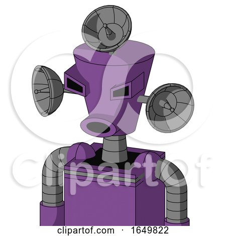 Purple Automaton with Cylinder-Conic Head and Round Mouth and Angry Eyes and Radar Dish Hat by Leo Blanchette