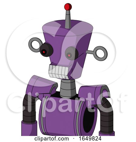 Purple Automaton with Cylinder-Conic Head and Teeth Mouth and Red Eyed and Single Led Antenna by Leo Blanchette