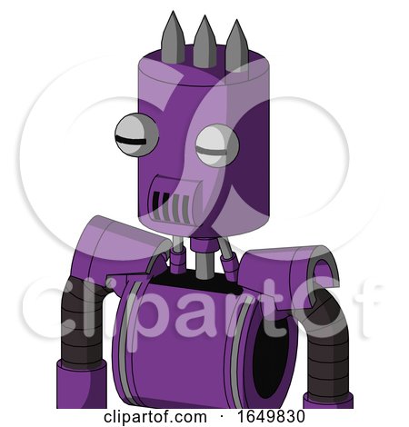 Purple Automaton with Cylinder Head and Speakers Mouth and Two Eyes and Three Spiked by Leo Blanchette