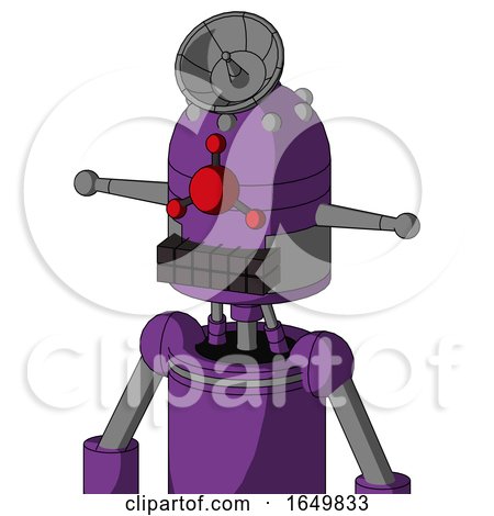 Purple Automaton with Dome Head and Keyboard Mouth and Cyclops Compound Eyes and Radar Dish Hat by Leo Blanchette