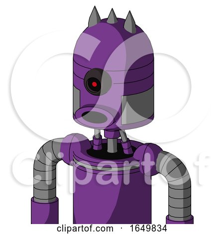 Purple Automaton with Dome Head and Round Mouth and Black Cyclops Eye and Three Spiked by Leo Blanchette