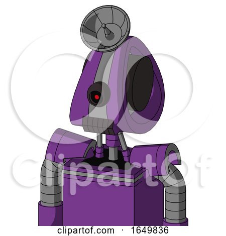 Purple Automaton with Droid Head and Dark Tooth Mouth and Black Cyclops Eye and Radar Dish Hat by Leo Blanchette
