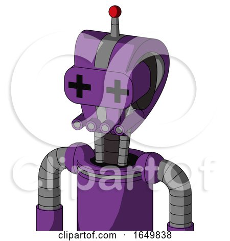 Purple Automaton with Droid Head and Pipes Mouth and Plus Sign Eyes and Single Led Antenna by Leo Blanchette
