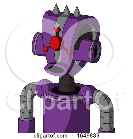 Purple Automaton with Droid Head and Round Mouth and Cyclops Compound Eyes and Three Spiked by Leo Blanchette