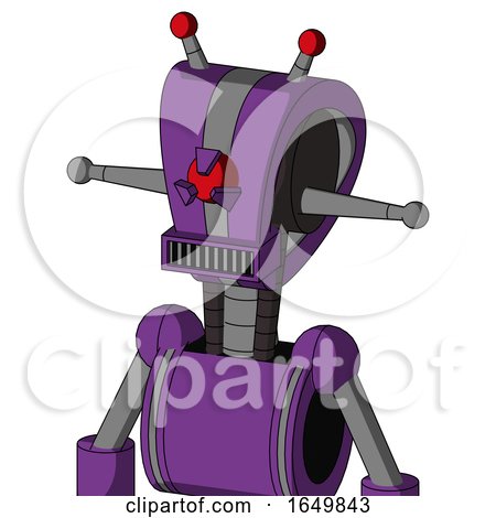 Purple Automaton with Droid Head and Square Mouth and Angry Cyclops Eye and Double Led Antenna by Leo Blanchette