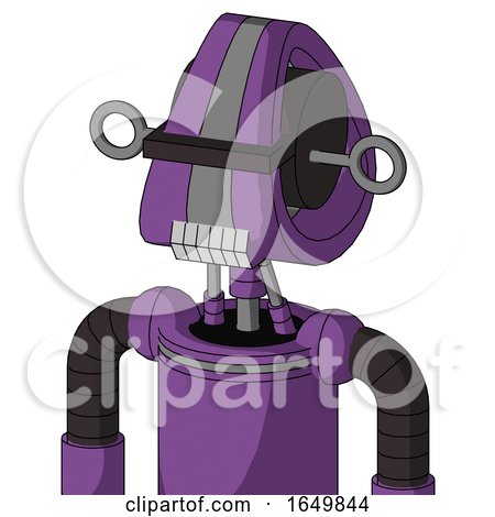 Purple Automaton with Droid Head and Teeth Mouth and Black Visor Cyclops by Leo Blanchette