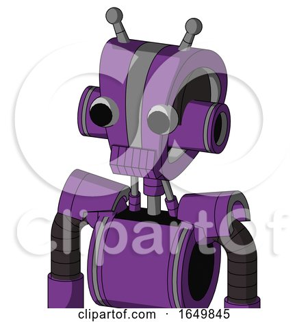 Purple Automaton with Droid Head and Toothy Mouth and Two Eyes and Double Antenna by Leo Blanchette