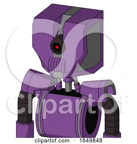 Purple Automaton with Mechanical Head and Speakers Mouth and Black Cyclops Eye by Leo Blanchette