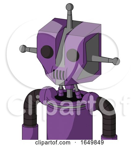 Purple Automaton with Mechanical Head and Speakers Mouth and Two Eyes and Single Antenna by Leo Blanchette