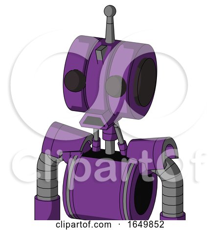 Purple Automaton with Multi-Toroid Head and Sad Mouth and Two Eyes and Single Antenna by Leo Blanchette