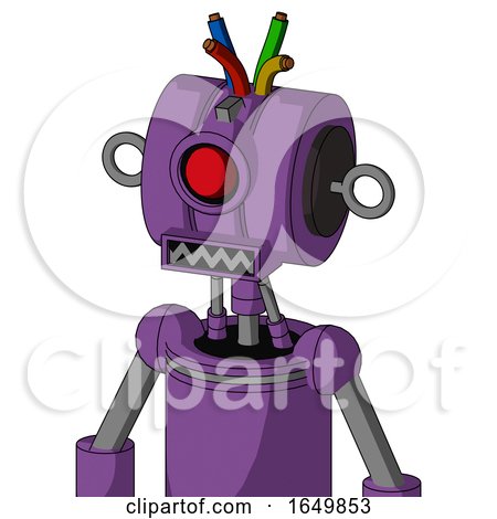 Purple Automaton with Multi-Toroid Head and Square Mouth and Cyclops Eye and Wire Hair by Leo Blanchette